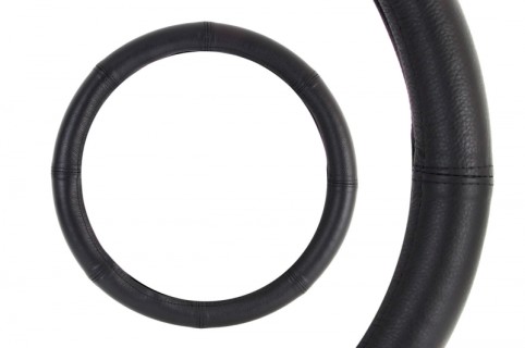 Leather wheel cover, black 44-46cm