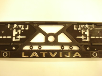 Relief plate number holder  - Latvija / chrome