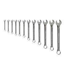 Set of 10 combination open & ringed spanner, 8-19mm