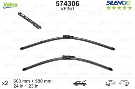 Aero  wiper blade set by BOSCH for BMW 5-serie E60/E61, 6-serie E63/E64, 60cm+58cm 