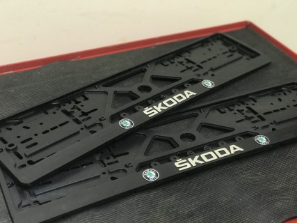 2pcs x 3D number plate holder - SKODA 